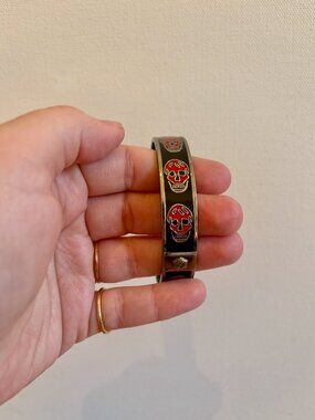 Alexander McQueen Enamel Skull Bangle Bracelet